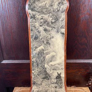 1990 Bill ONeill Lacquered Print on Wood Snowfall Cougar Black White Print